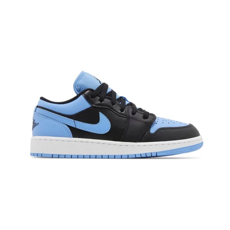 Big Kids Jordan 1 Low Black/Black-University Blue (553560 041)