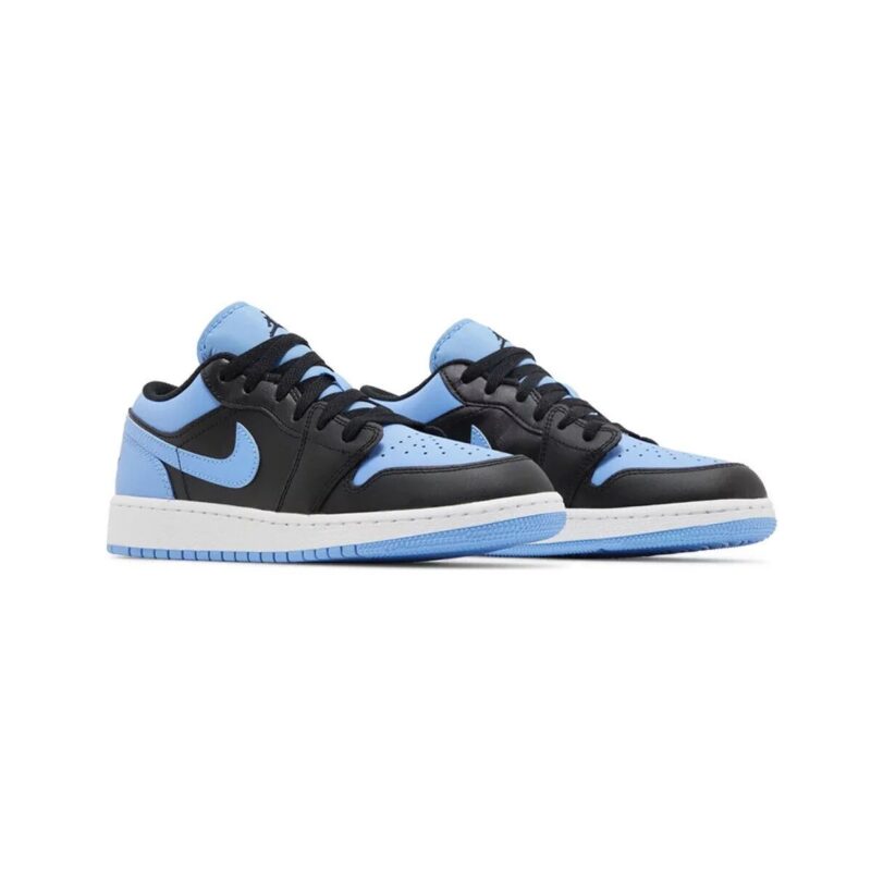 Big Kids Jordan 1 Low Black/Black-University Blue (553560 041)