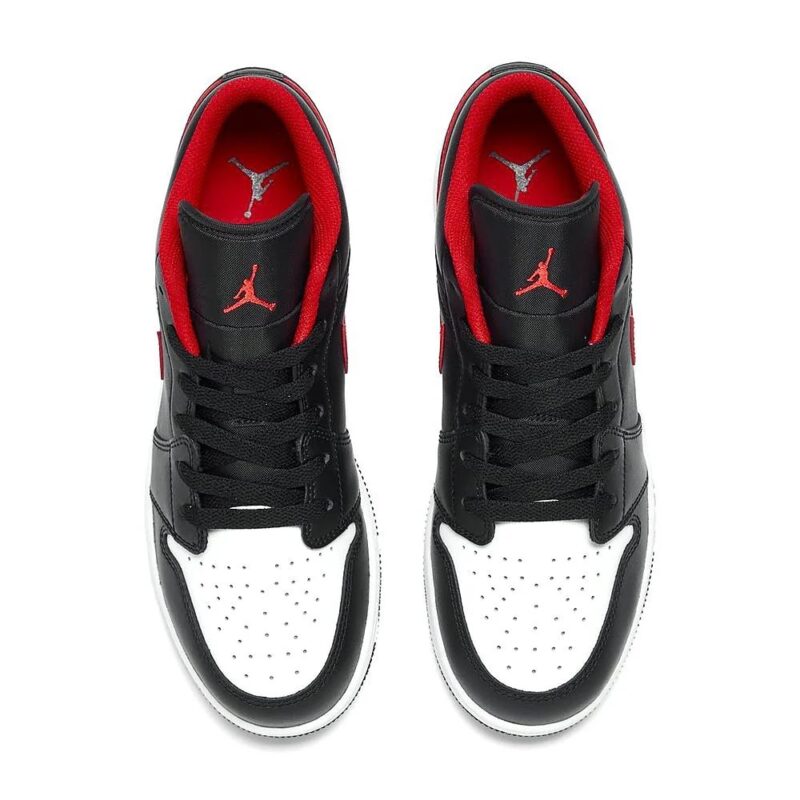 Big Kids Jordan 1 Low Black/Fire Red-White (553560 063)