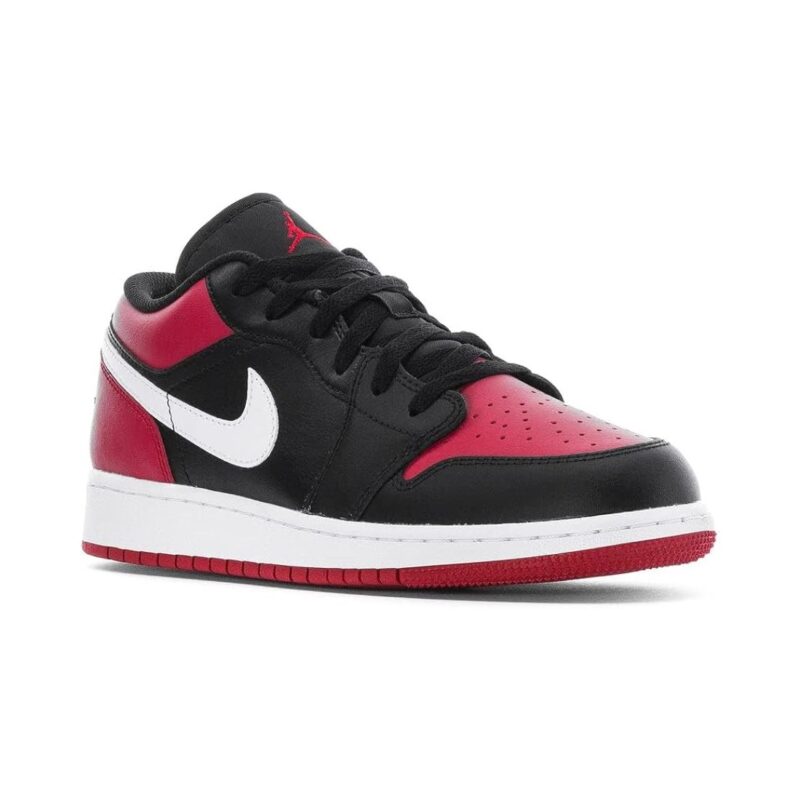 Big Kids Jordan 1 Low Black/Gym Red-White (553560 066)