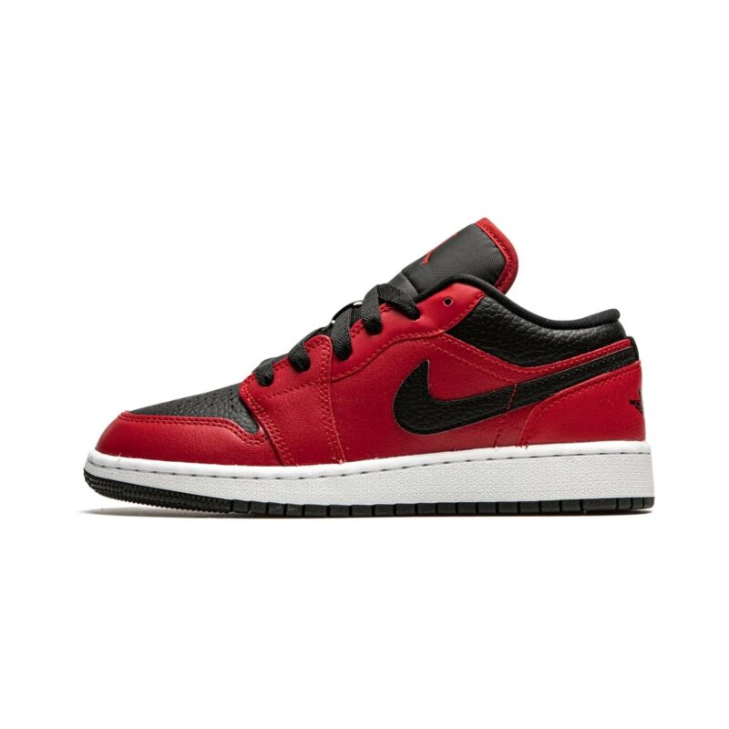 Big Kids Jordan 1 Low Black Pebbled Gym Red/Black-White (553560 605)