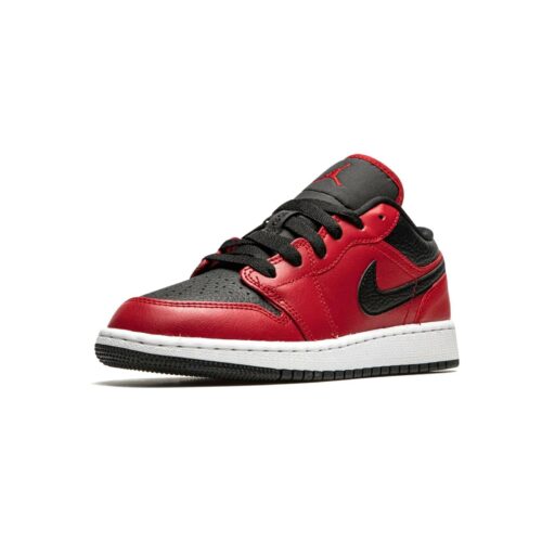 Big Kids Jordan 1 Low Black Pebbled Gym Red/Black-White (553560 605)