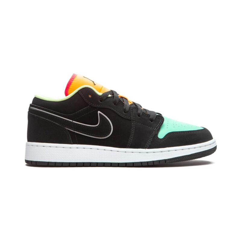 Big Kids Jordan 1 Low Se Aurora Green Blk/Aurora Grn/Laser Org (Cv9844 013)