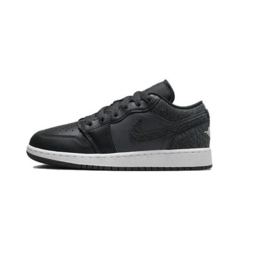 Big Kids Jordan 1 Low Se Black Elephant Off Noir/Blk-Wht-Blk (Fb9908 001)