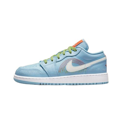 Big Kids Jordan 1 Low Se Stitch Psychic Blue/Sail-Vivid Green (Do8227 400)