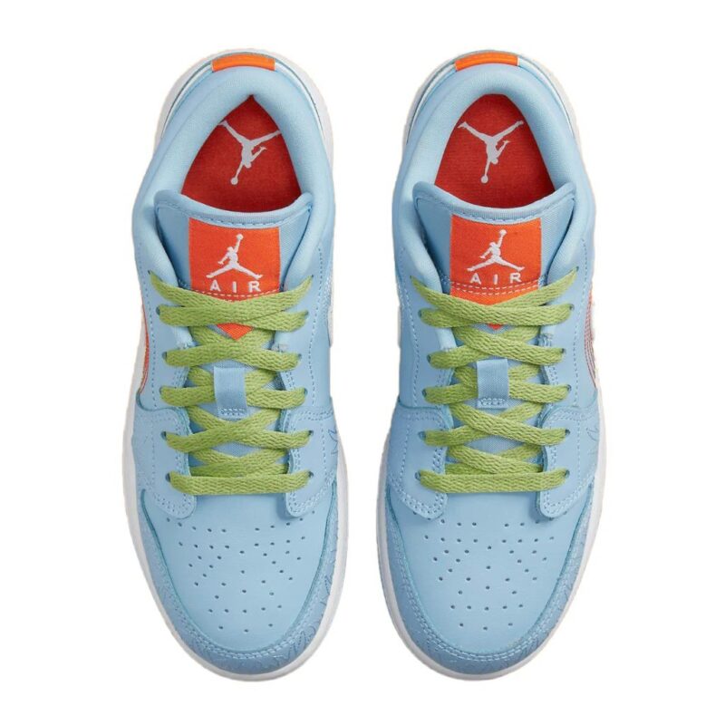 Big Kids Jordan 1 Low Se Stitch Psychic Blue/Sail-Vivid Green (Do8227 400)