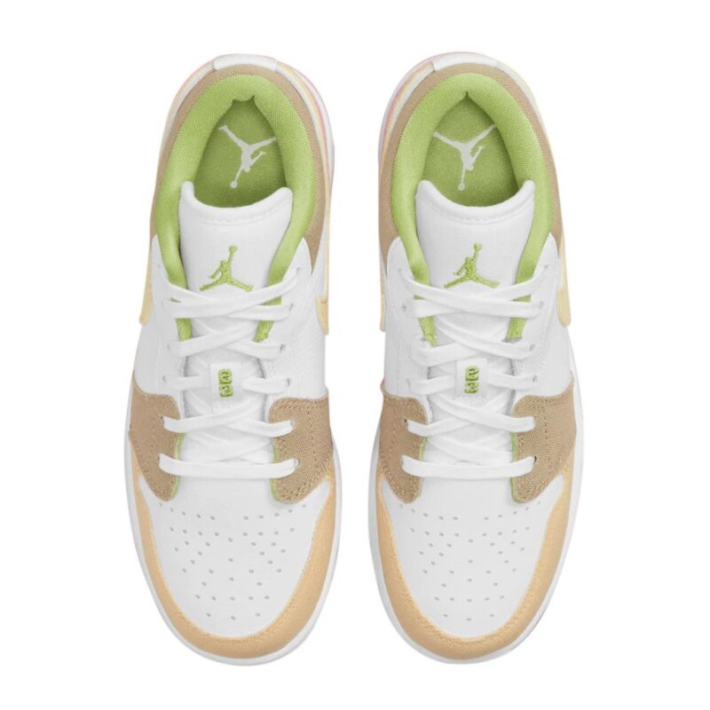 Big Kids Jordan 1 Low Se White/Vivid Green-White (Dj0341 100)