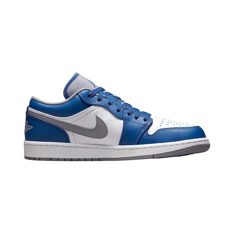 Big Kids Jordan 1 Low True Blue/Cement Grey-White (553560 412)