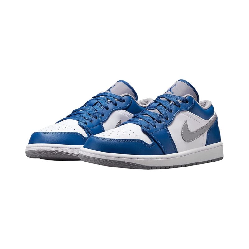 Big Kids Jordan 1 Low True Blue/Cement Grey-White (553560 412)