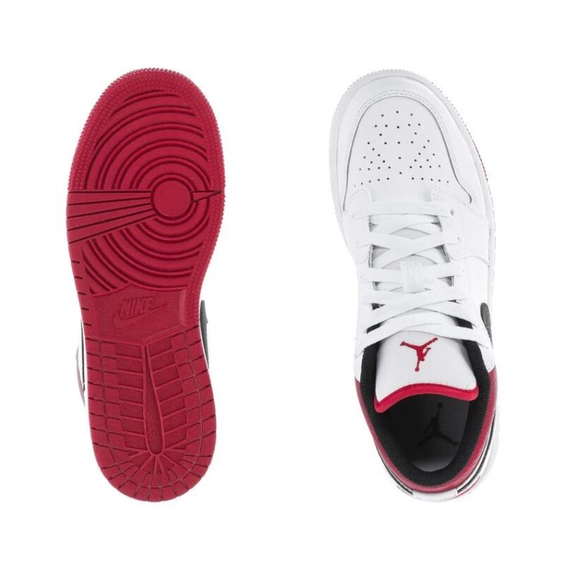 Big Kids Jordan 1 Low White/Gym Red/Black (553560 118)