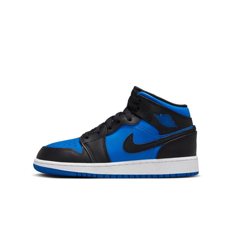 Big Kids Jordan 1 Mid Black/Royal Blue-Black-White (Dq8423 042)