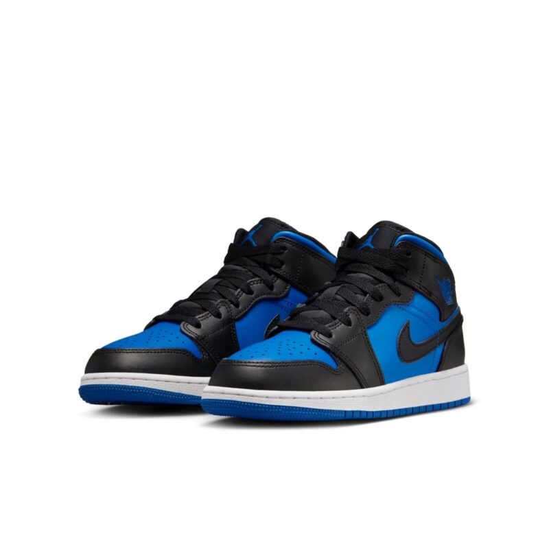 Big Kids Jordan 1 Mid Black/Royal Blue-Black-White (Dq8423 042)