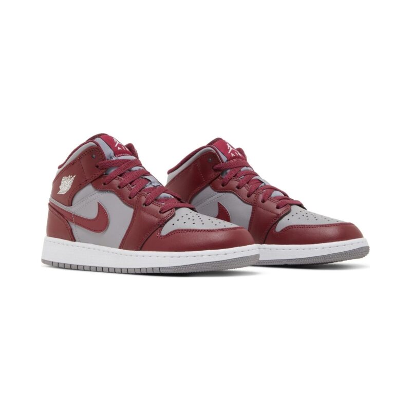 Big Kids Jordan 1 Mid Cherrywood Red/White (Dq8423 615)