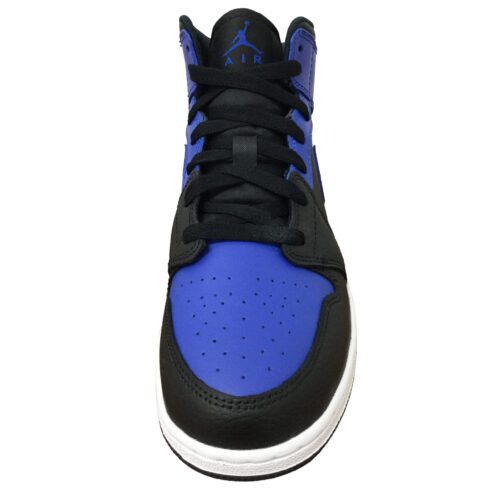 Big Kids Jordan 1 Mid Hyper Royal Black/Hyper Royal-White (554725 077)