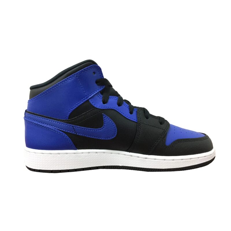 Big Kids Jordan 1 Mid Hyper Royal Black/Hyper Royal-White (554725 077)