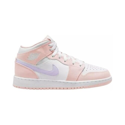 Big Kids Jordan 1 Mid Pink Wash/Violet Frost-White (Fd8780 601)