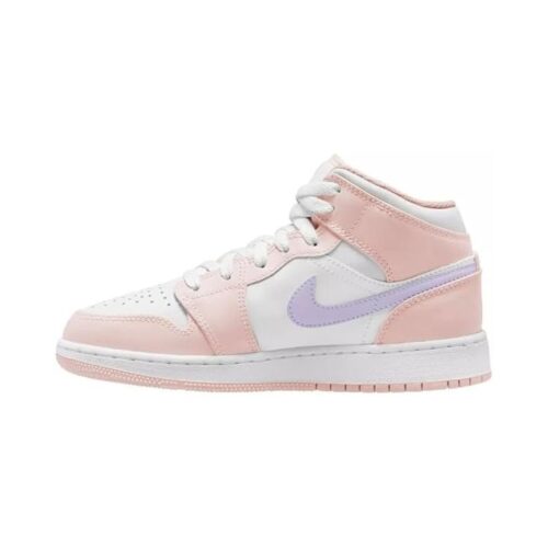 Big Kids Jordan 1 Mid Pink Wash/Violet Frost-White (Fd8780 601)