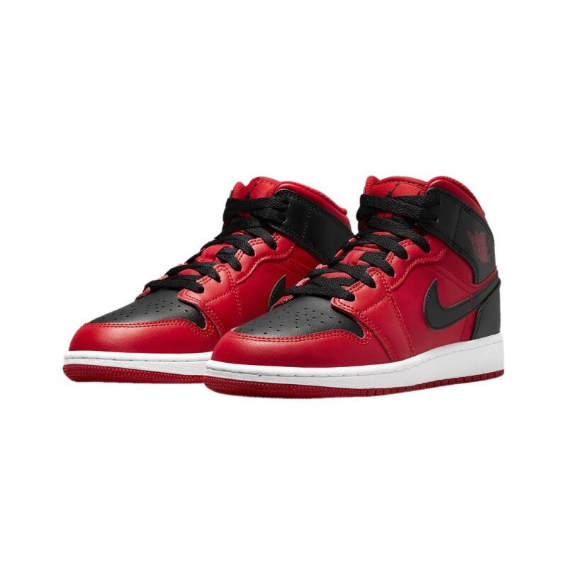 Big Kids Jordan 1 Mid Reverse Bred Gym Red/Black-White (554725 660)