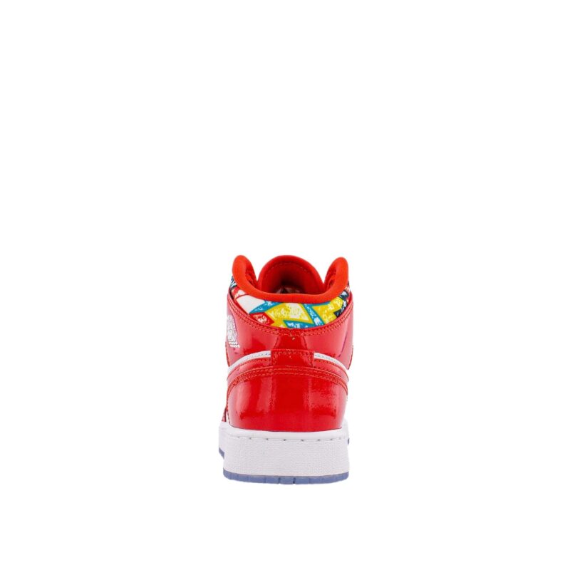 Big Kids Jordan 1 Mid Se Barcelona Red Patent Chile Rd/Wht-Pollen (Dc7248 600)