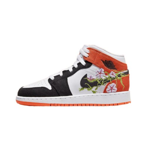 Big Kids Jordan 1 Mid Se Basketball Blossom White/Black-Starfish (Dq8390 100)