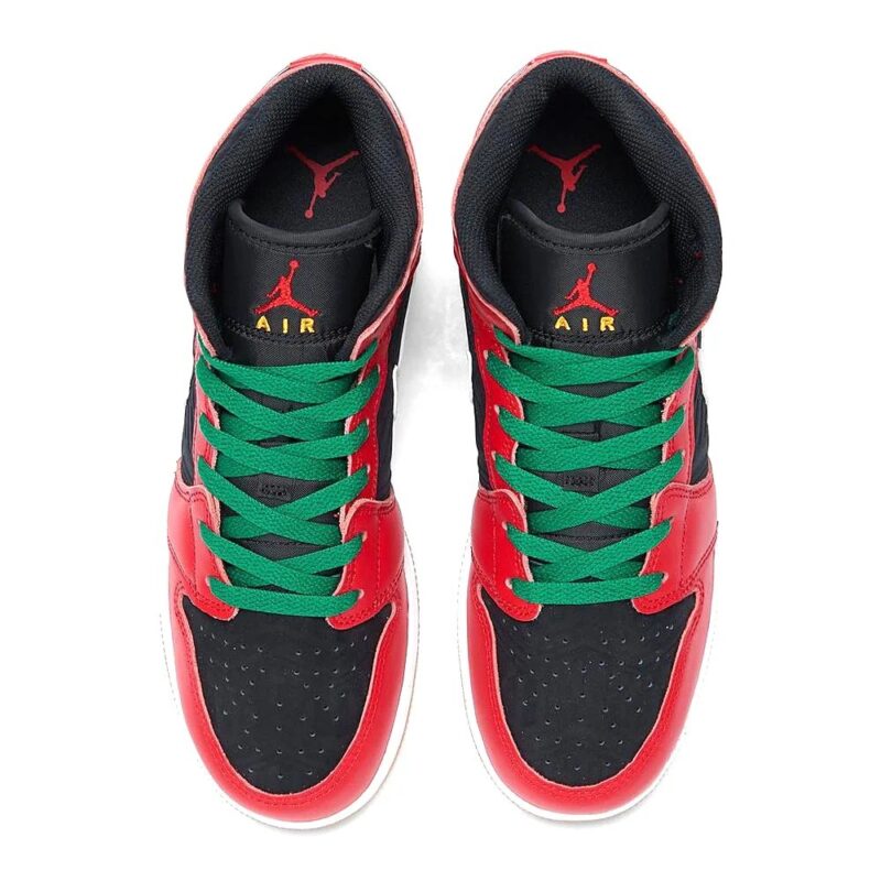 Big Kids Jordan 1 Mid Se Black/Fire Red-White-Malachite (Dq8418 006)