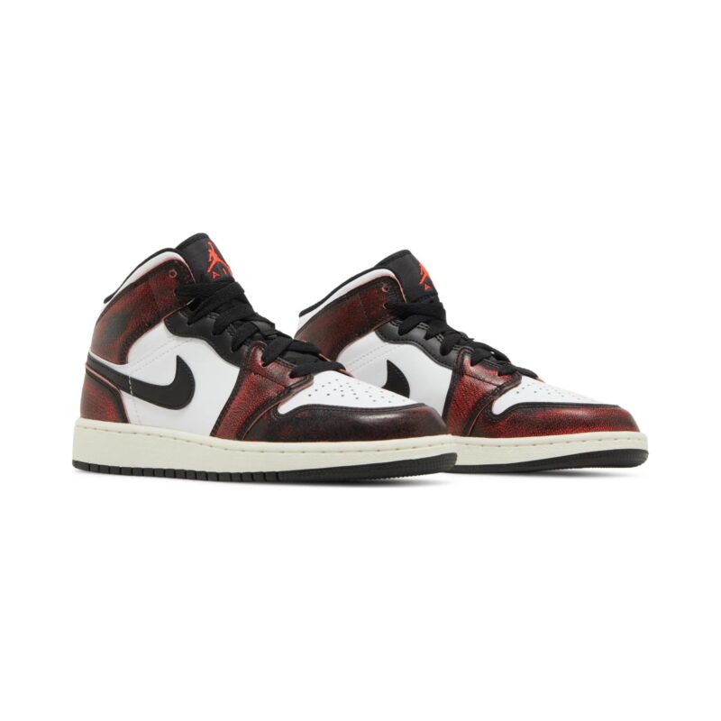 Big Kids Jordan 1 Mid Se Black/Infrared 23-White-Sail (Fb0568 006)