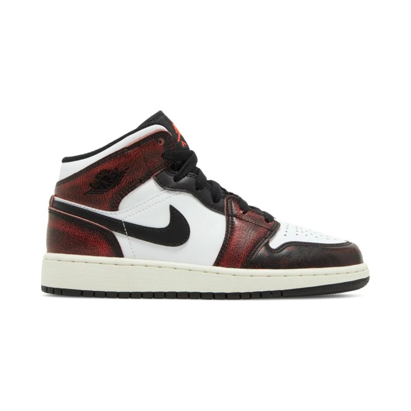 Big Kids Jordan 1 Mid Se Black/Infrared 23-White-Sail (Fb0568 006)