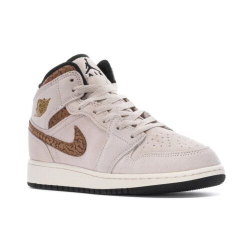 Big Kids Jordan 1 Mid Se Lt Oreowood Brn/Metallic Gold (Dz5369 102)