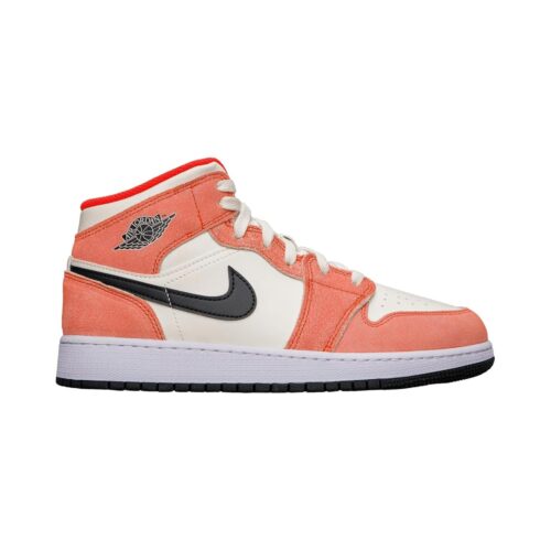 Big Kids Jordan 1 Mid Se Orange Suede Team Orng/Blk-Sail-Wht (Dv1336 800)