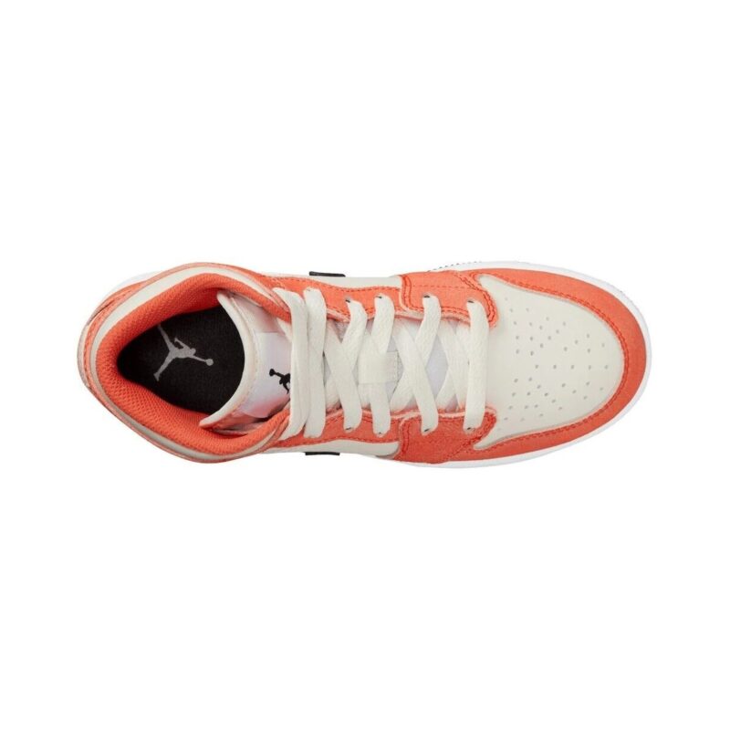 Big Kids Jordan 1 Mid Se Orange Suede Team Orng/Blk-Sail-Wht (Dv1336 800)