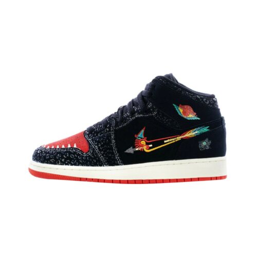 Big Kids Jordan 1 Mid Se Siempre Familia Blk/Chil Red-Sl (Dn5121 001)