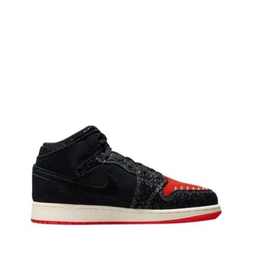 Big Kids Jordan 1 Mid Se Siempre Familia Blk/Chil Red-Sl (Dn5121 001)