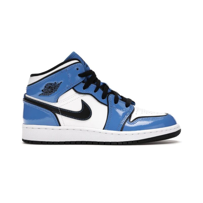 Big Kids Jordan 1 Mid Se Signal Blue/Black-White (Bq6931 402)