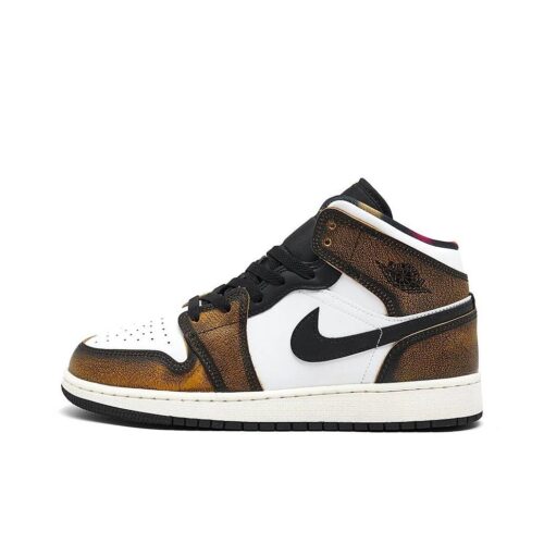 Big Kids Jordan 1 Mid Se Wear Away Black/Taxi-White-Sail (Dq8418 071)