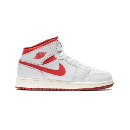 Big Kids Jordan 1 Mid Se White/Lobster-Dune Red-Sail (Fj3464 160)