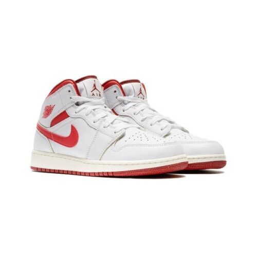 Big Kids Jordan 1 Mid Se White/Lobster-Dune Red-Sail (Fj3464 160)