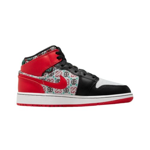 Big Kids Jordan 1 Mid Se White/University Red-Black (Dm1208 150)