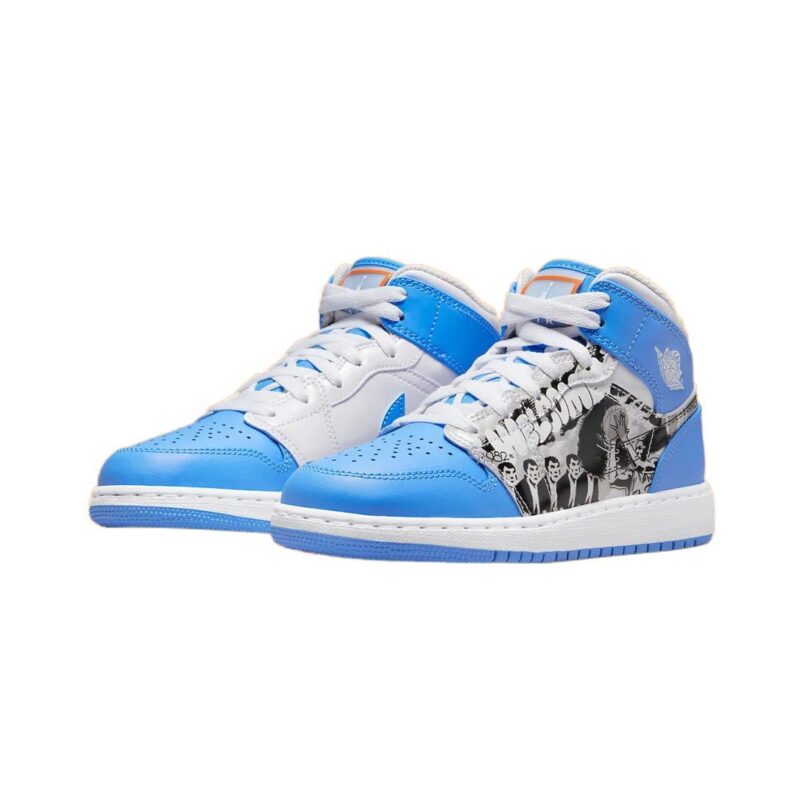 Big Kids Jordan 1 Mid Ss Game Winner White/Univ Blu-Strfsh (Dr6492 100)