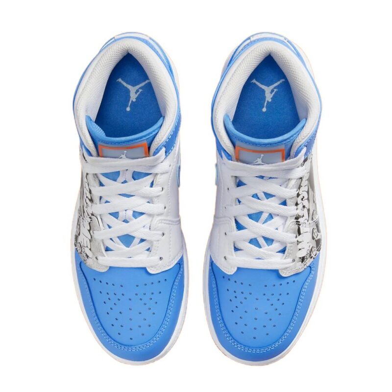 Big Kids Jordan 1 Mid Ss Game Winner White/Univ Blu-Strfsh (Dr6492 100)