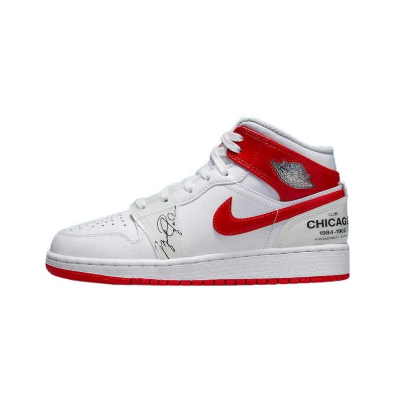 Big Kids Jordan 1 Mid Ss Rookie Season White/University Red (Dr6496 116)