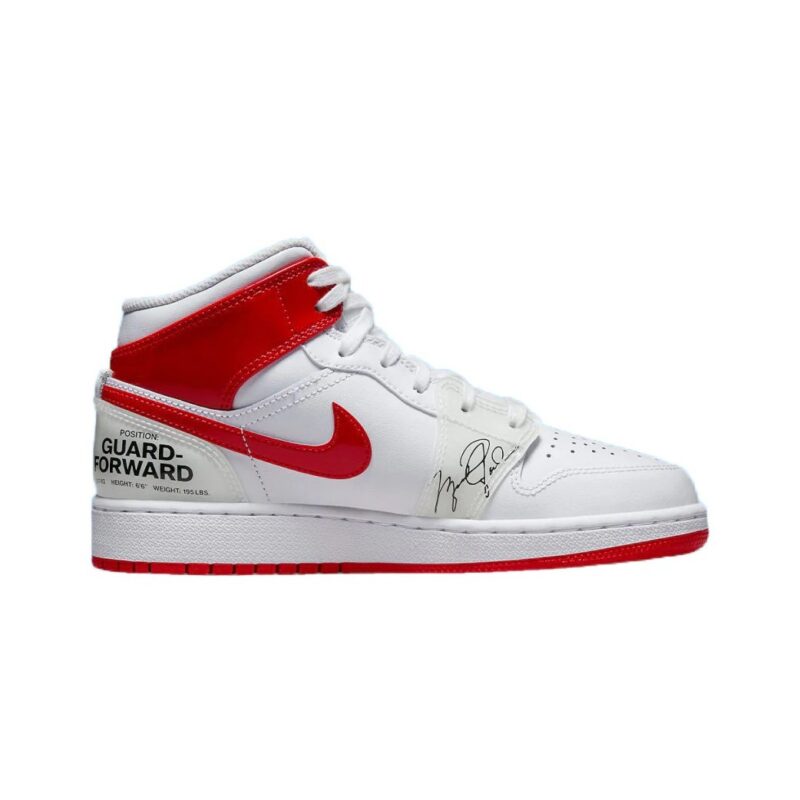 Big Kids Jordan 1 Mid Ss Rookie Season White/University Red (Dr6496 116)