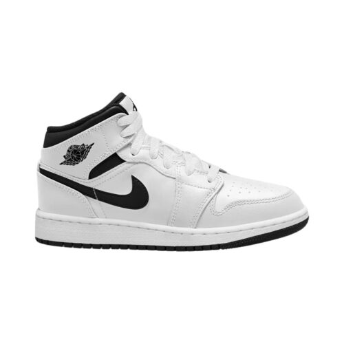 Big Kids Jordan 1 Mid White/Black-White-Black (Dq8423 132)