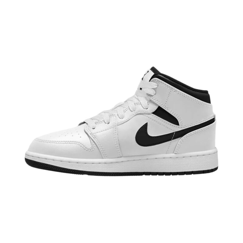 Big Kids Jordan 1 Mid White/Black-White-Black (Dq8423 132)