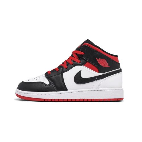 Big Kids Jordan 1 Mid White/Gym Red-Black (Dq8423 106)