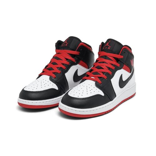 Big Kids Jordan 1 Mid White/Gym Red-Black (Dq8423 106)