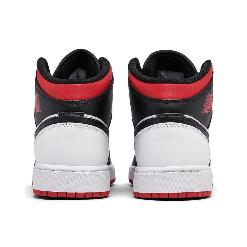 Big Kids Jordan 1 Mid White/Gym Red-Black (Dq8423 106)