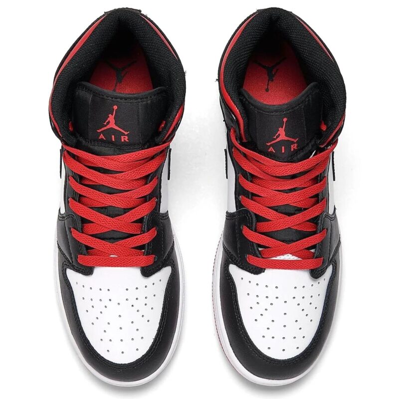 Big Kids Jordan 1 Mid White/Gym Red-Black (Dq8423 106)