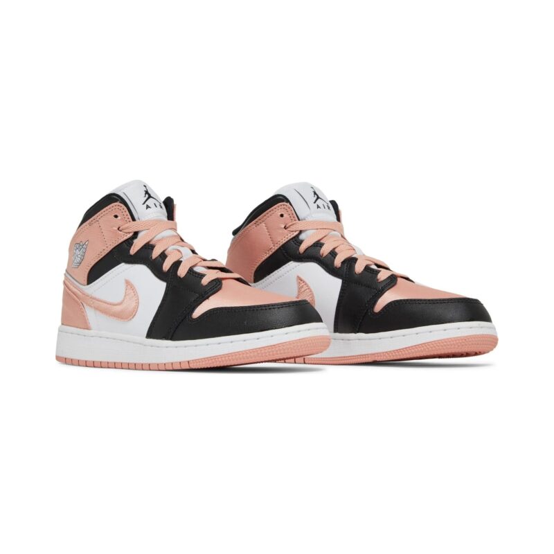 Big Kids Jordan 1 Mid White/Lt Madder Root-Black (Dm9077 108)