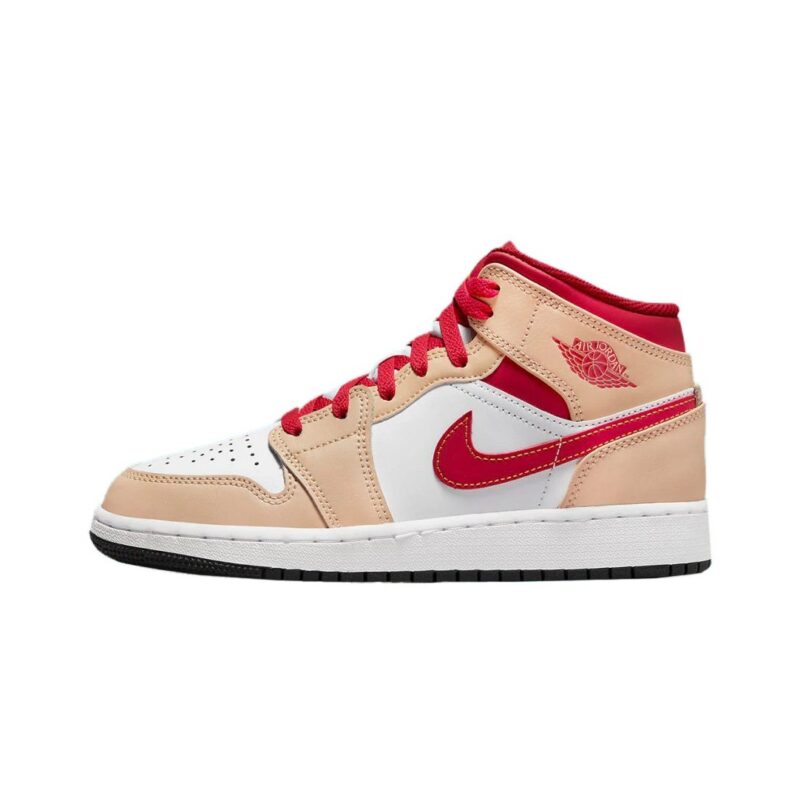 Big Kids Jordan 1 Mid White Onyx/Light Curry-White (554725 201)