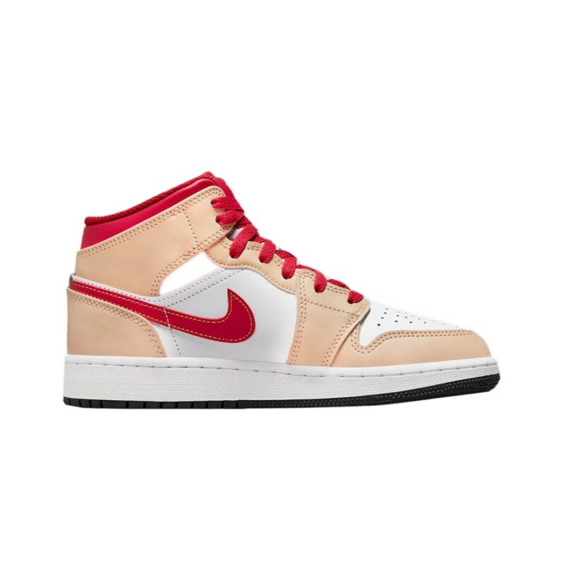 Big Kids Jordan 1 Mid White Onyx/Light Curry-White (554725 201)